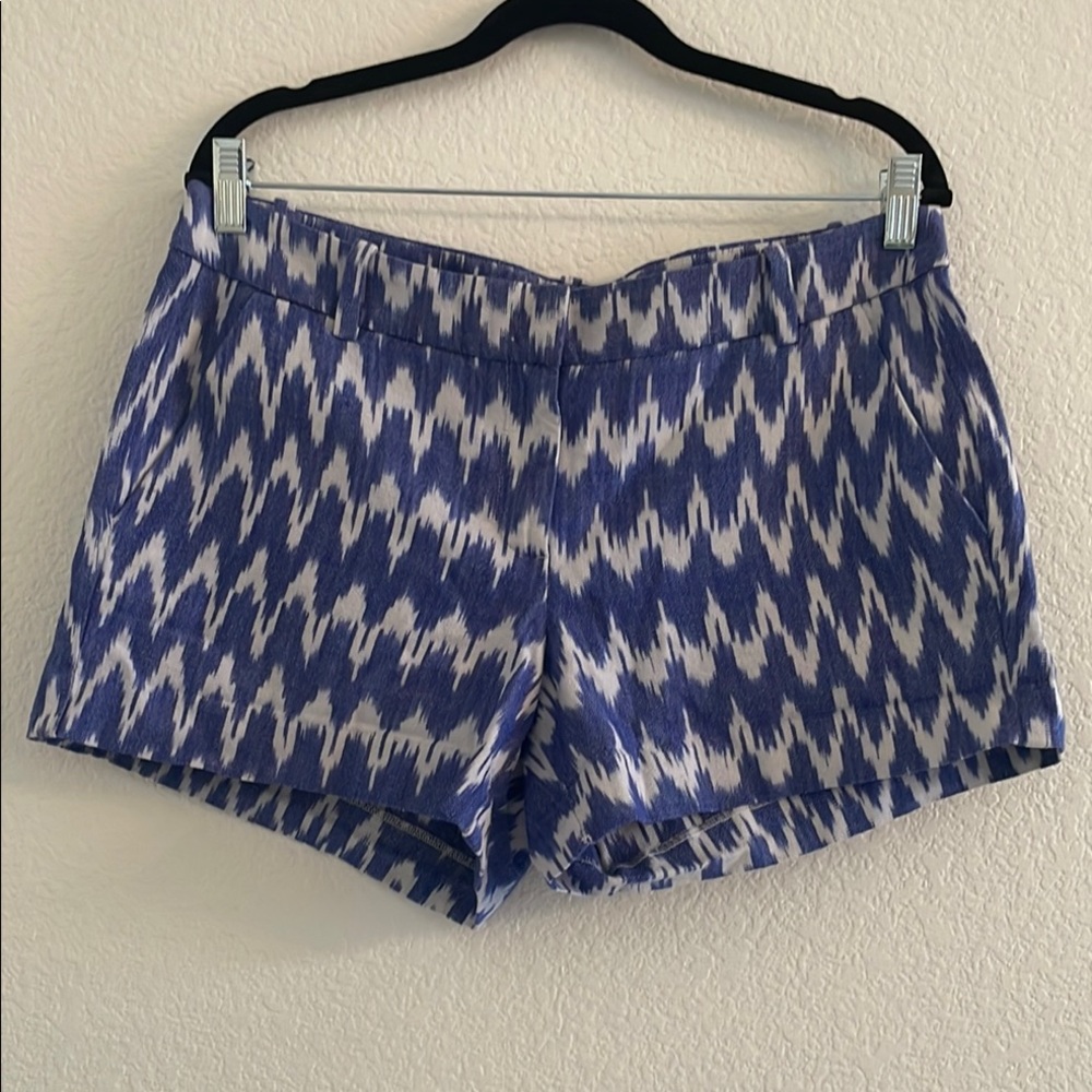 J. Crew High Waist Blue and White Chevron Shorts - Picture 2 of 6